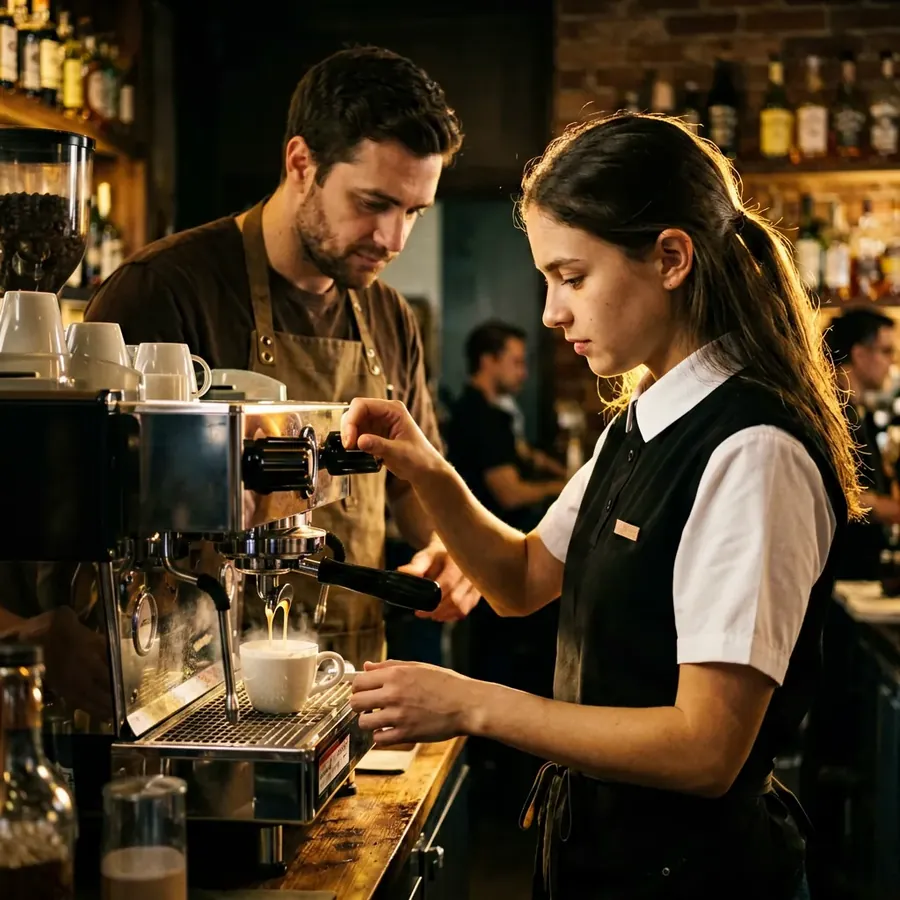 Studenti europei durante formazione barista